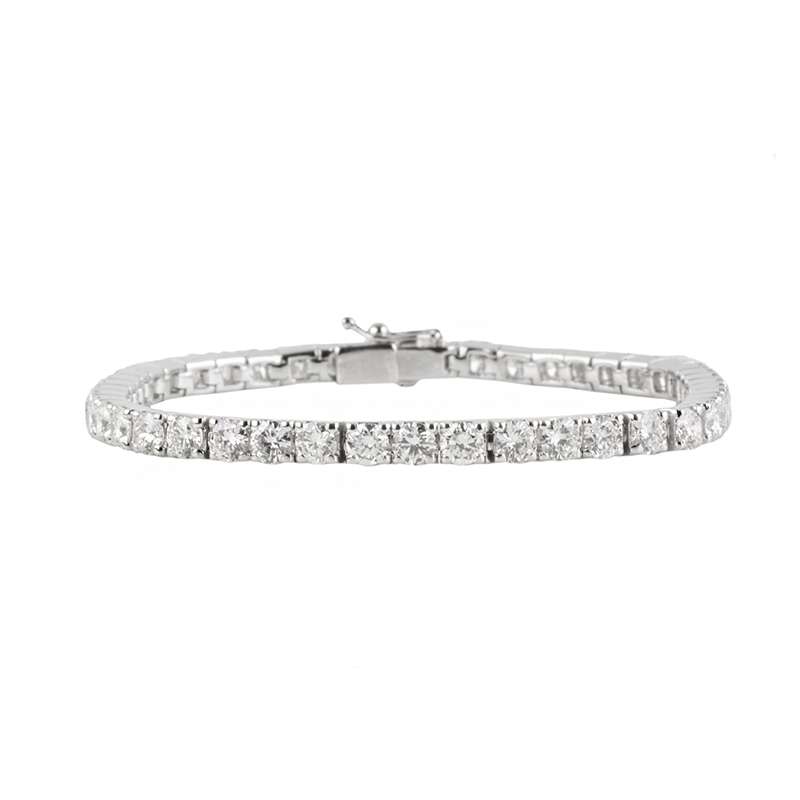 18k White Gold Round Brilliant Cut Diamond Line Bracelet 8.31ct H/I VS ...